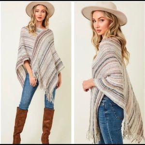 New! Boho Style Poncho SOFT Beautiful Knit Long Body Poncho Top